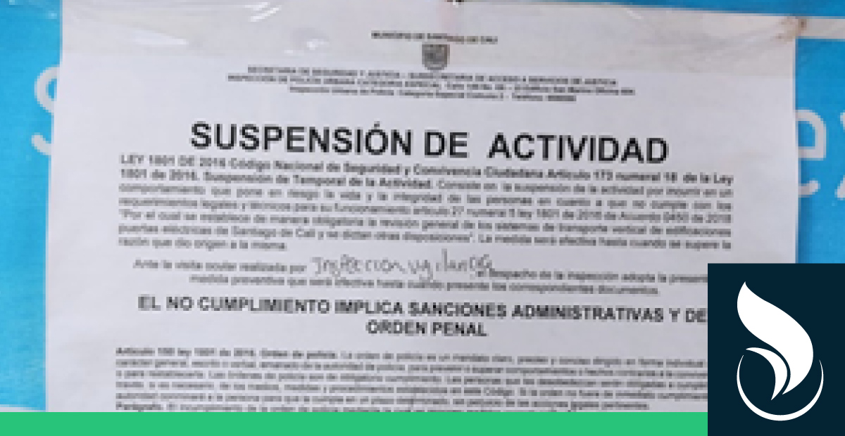 Suspensión de equipos centro cali